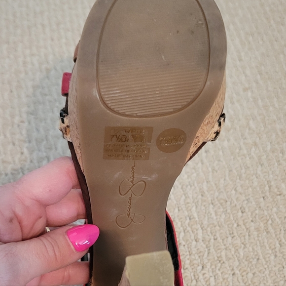 Jessica Simpson Platform Heels Size 7.5 leather upper and cork heel. - Picture 9 of 10